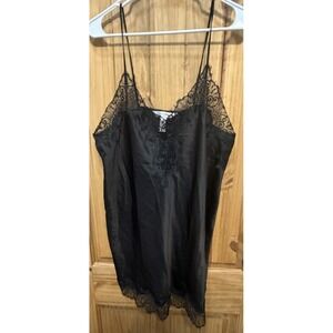 Cacique Black Lace Camisole 14/16 Satin Sleepwear Lingerie Plus Size Sexy